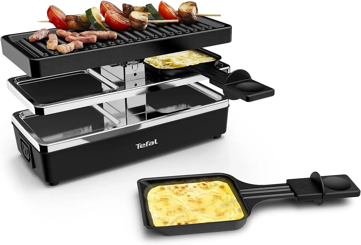 Tefal Re2308 Plug &Amp; Share Raclette (400 Watt, 2 Pfännchen + Grillplatte, Erweiterbar Auf 5 Geräte)