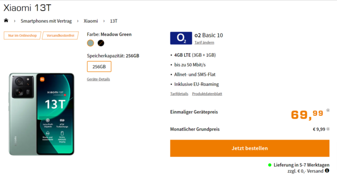 Xiaomi 13T + o2 Basic 10 4 GB LTE