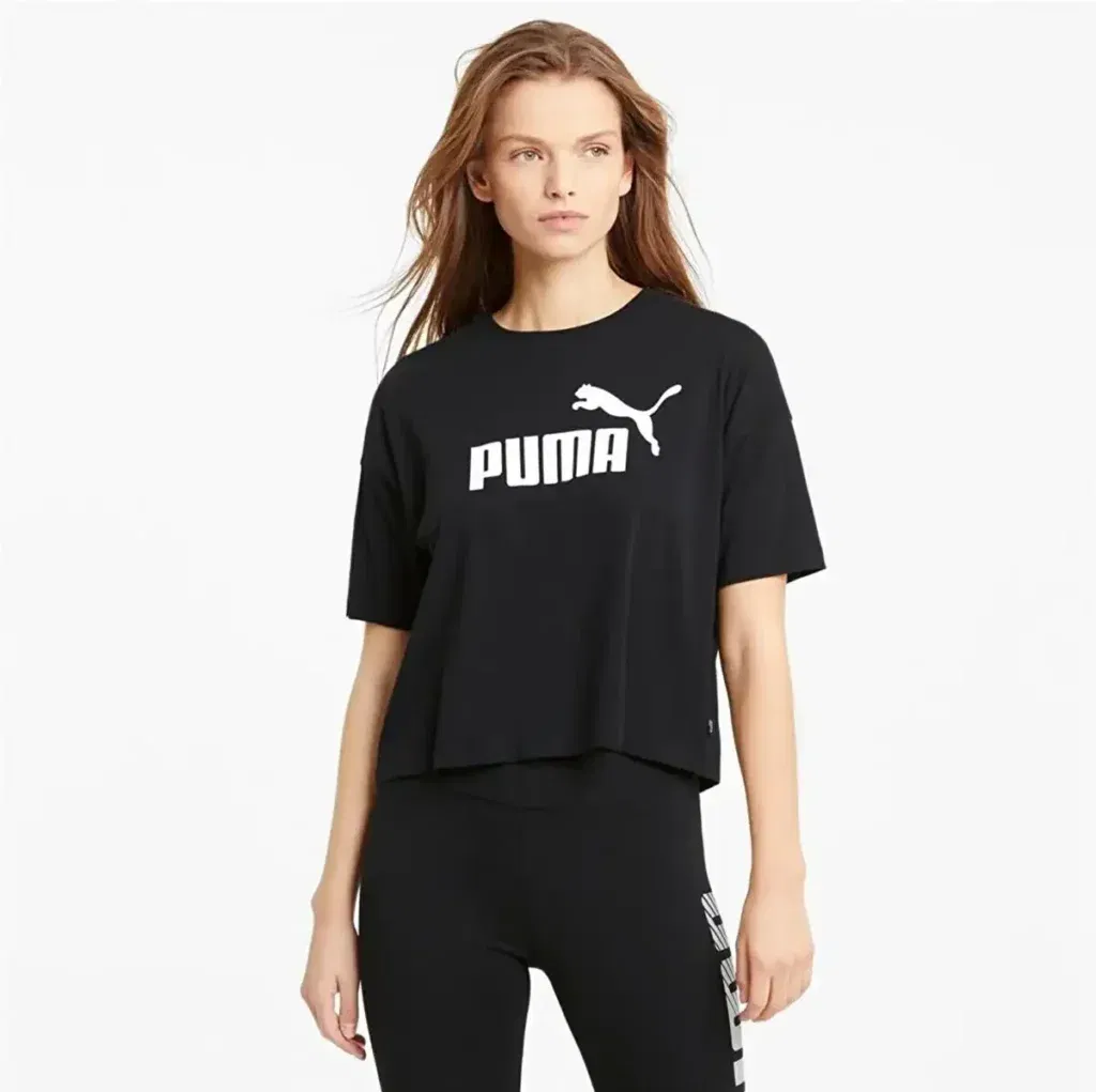 Puma Essentials Logo Cropped T-Shirt (Schwarz, Lila)| Regular Fit | Für 7,33 € Inkl. Versand Statt 22,45 €