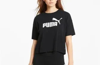 Puma Essentials Logo Cropped T-Shirt (Schwarz, Lila)| Regular Fit | für 7,33 € inkl. Versand statt 22,45 €