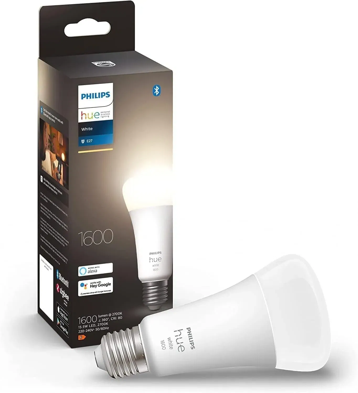 Philips Hue White E27 Einzelpack (1600lm, App, Alexa) für 15,00 € inkl. Prime-Versand