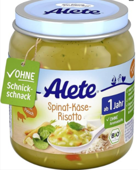 Alete-bewusst-BIO-Spinat-Käse-Risotto-ab-1-Jahr-Babynahrung