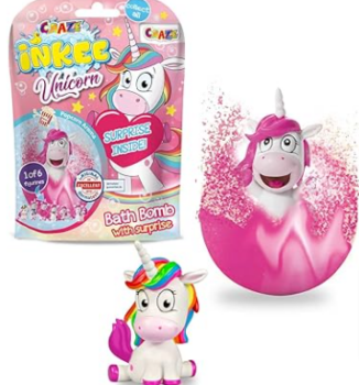 CRAZE-INKEE-UNICORN-Badebombe-Kinder-mit-Überraschung-Badekugel-100g-mit-Einhornfiguren-Pop-corn-Duft-Amazon-de-Games