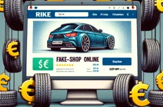 Gefälschter Online-Shop bernhardt-reifenhandel.shop mit Warnschild auf dem Bildschirm