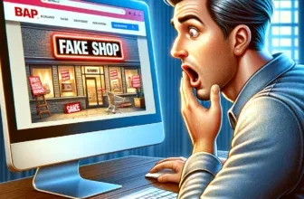Gefälschte Online-Shopping-Websites media-mega.de auf Laptopbildschirm