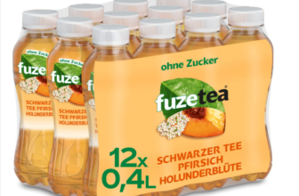 Fuze-Tea-Holunderblüte-erfrischende-Fusion-aus-Tee-Saft-und-Kräutern-mit-Kombination-aus-Pfirsich-und-Holunderblüte-ohne-Zucker-Einweg-Flaschen-12-x-400-ml-Amazon-de-Lebensmittel-Getränke