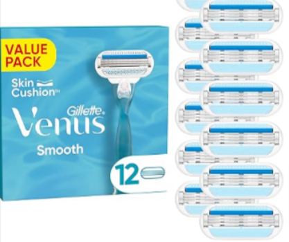 Gillette-Venus-Smooth-Damenrasierer-Ersatzklingen-Set-von12-mit-3-sich-der-Körperkontur-anpassenden-Klingen-umgeben-von-Schutzkissen-Amazon-de-Drogerie-Körperpflege