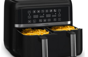 Klarstein-Heißluftfritteuse-VitaFry-Duo-Heißluftfritteuse-2850-W-Doppel-Heißluftfritteuse-doppelkammer-7-6-L-2850W