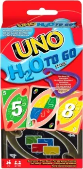 Mattel Games UNO H2O To Go - Uno wasserfest und zum Anhängen mit Karabinerhaken, Ideal als Strand