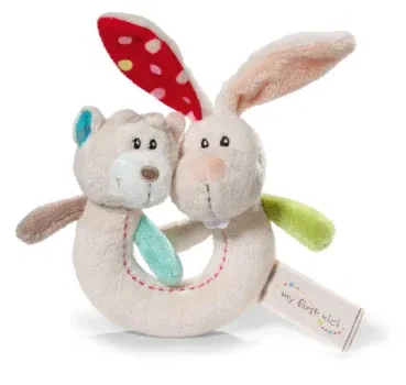 Nici 37877 Pärchen Greifring Hase Tilli und Bär Taps mit Rassel