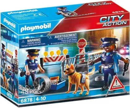 PLAYMOBIL City Action 6878 Polizei-Straßensperre mit Polizeihund