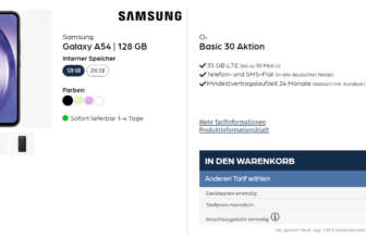 Samsung Galaxy A54 + o2 Basic 30 mit 35 GB LTE