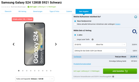 Samsung Galaxy S24 mit o2 Mobile M 25 GB 5G