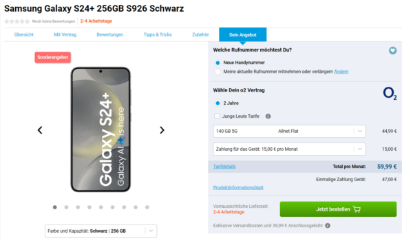 Samsung Galaxy S24 + o2 Mobile L Boost 140 GB 5G