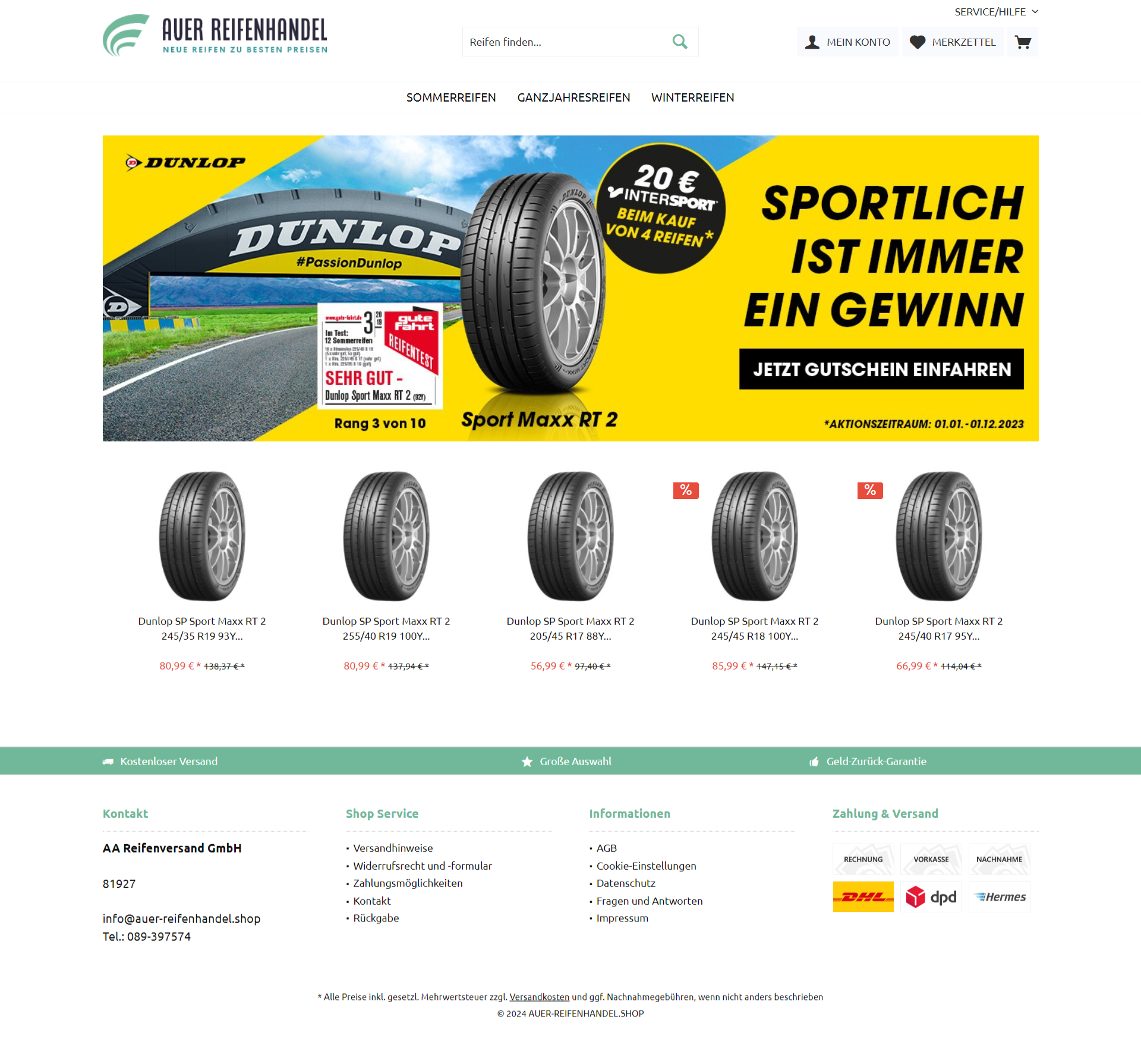 Screenshot Auer-Reifenhandel.shop