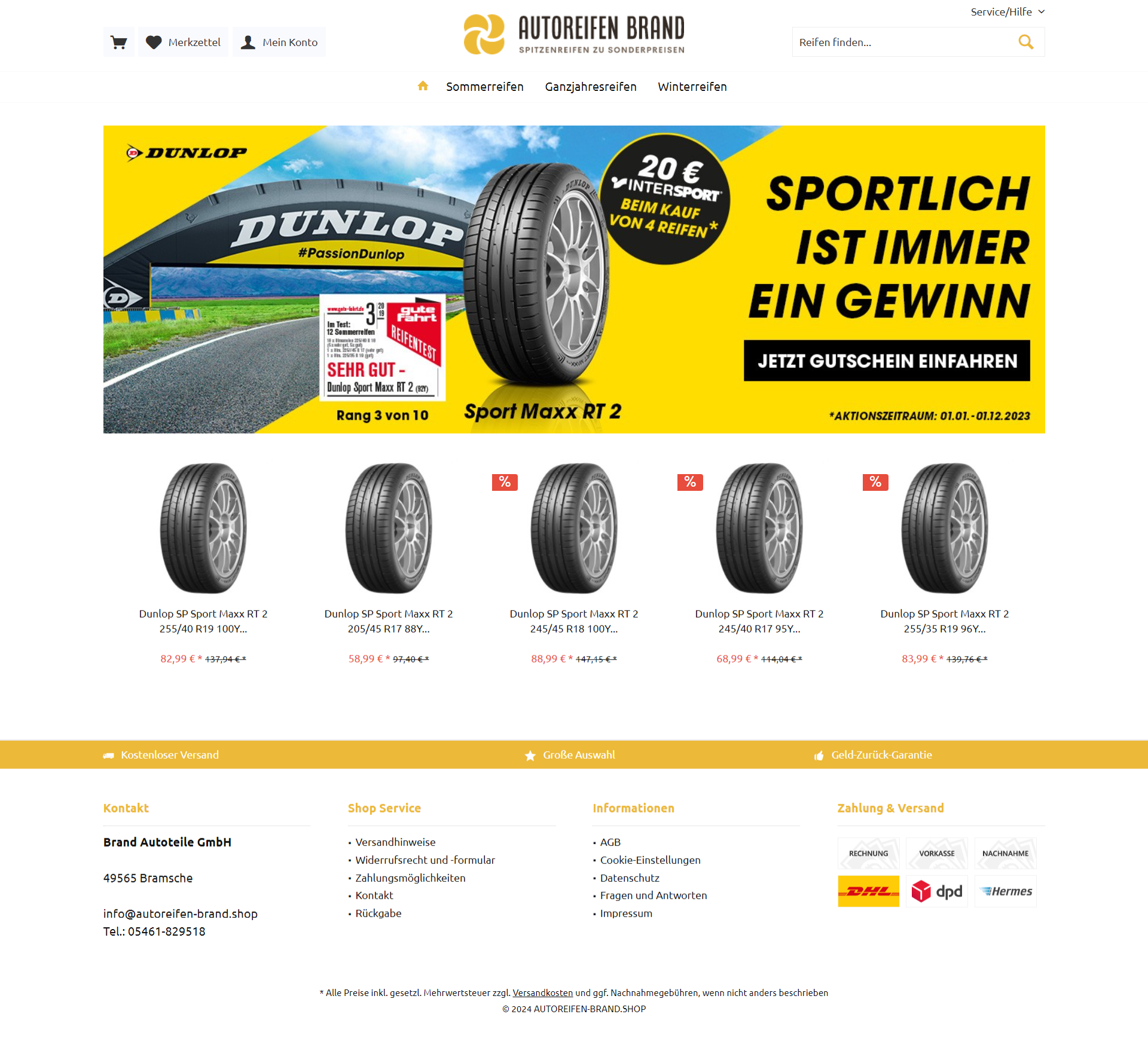 Screenshot Autoreifen-Brand.shop