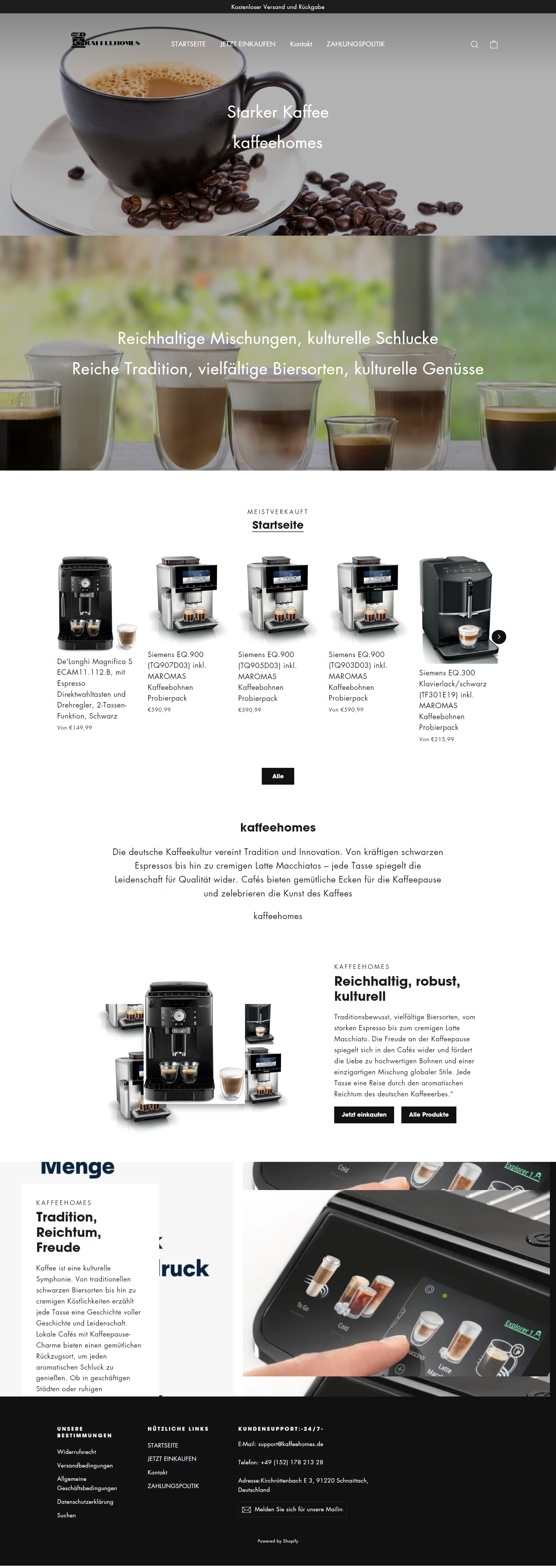 Screenshot Kaffeehomes.de