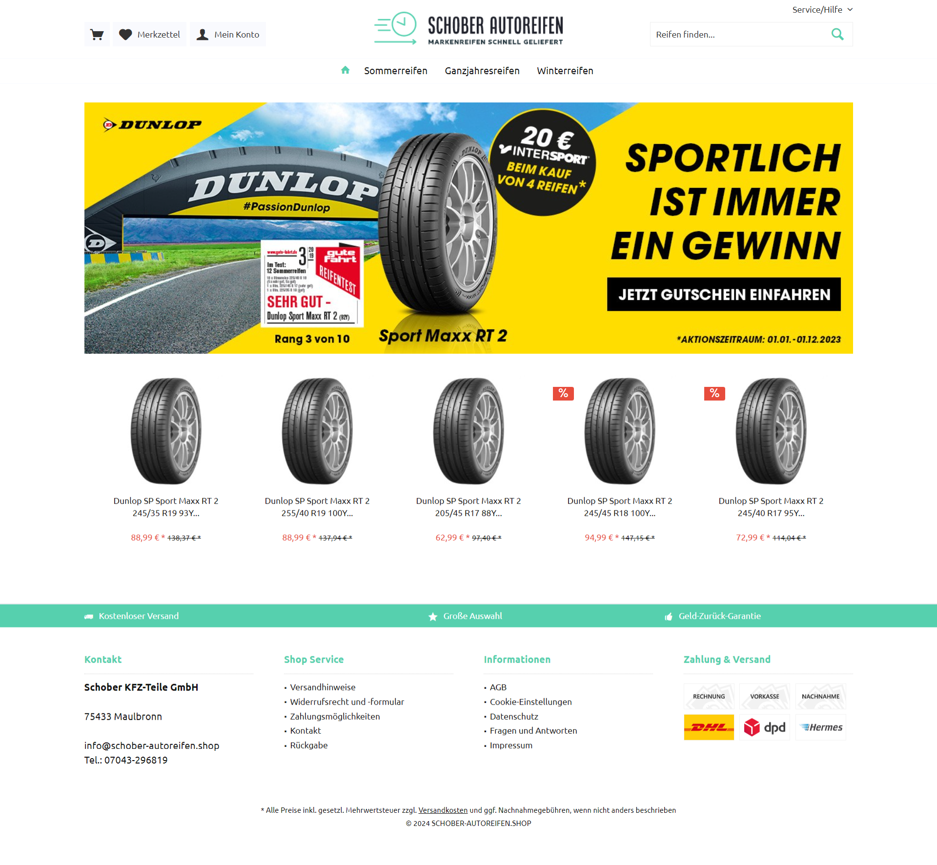 Screenshot Schober-Autoreifen.shop