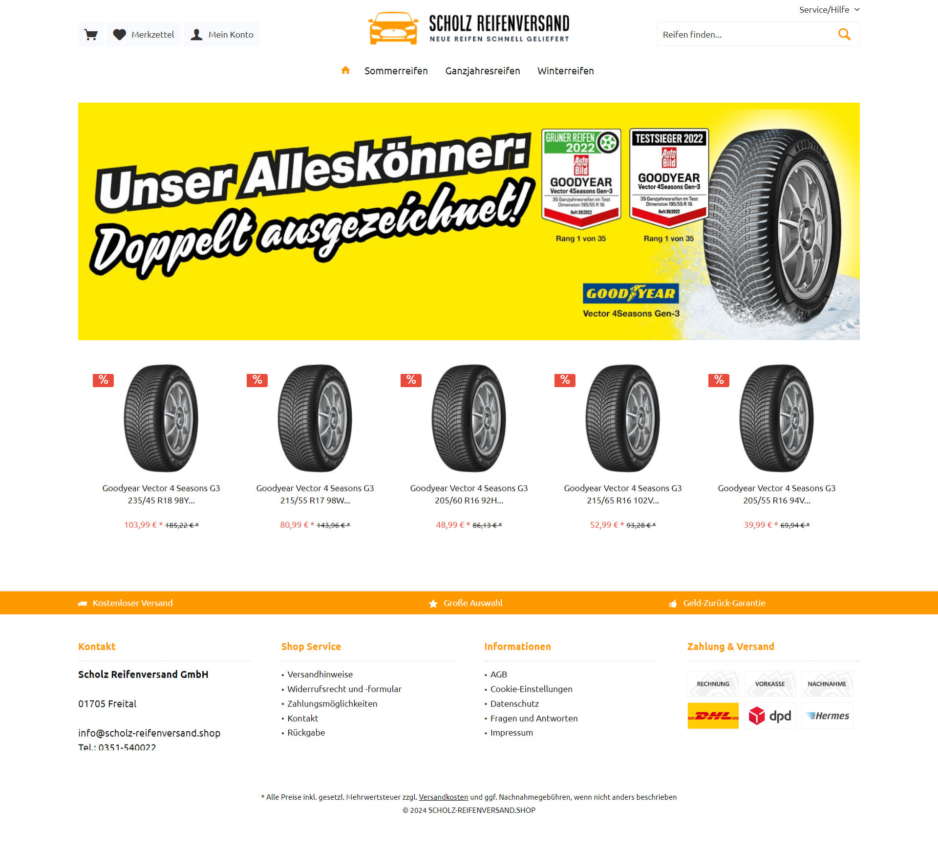 Screenshot Scholz-Reifenversand.shop