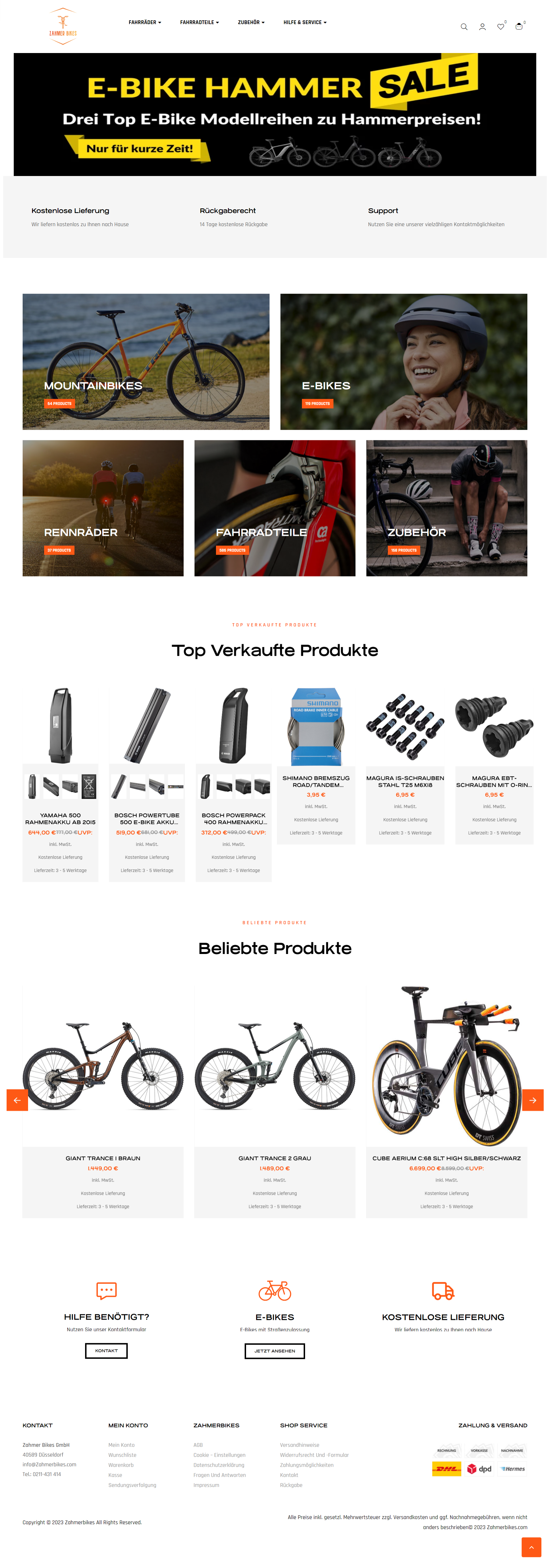 Screenshot Zahmerbikes Com