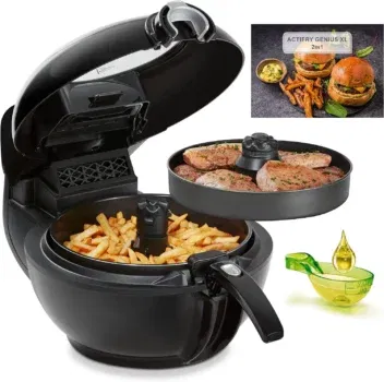 Tefal YV9708 ActiFry Genius XL 2in1 Heißluftfritteuse mit Rührarm (1,7 kg Fassungsvermögen, 9 automatische Menüs)