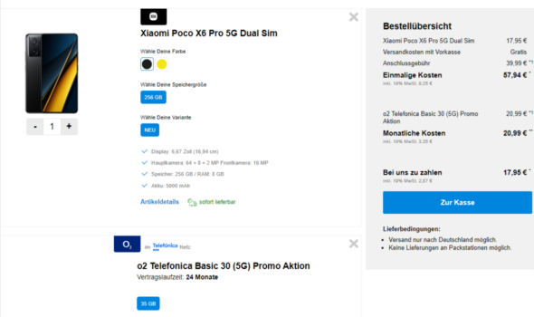 Xiaomi Poco X6 Pro 5G Dual Sim + o2 Telefonica Basic 30 35 GB 5G
