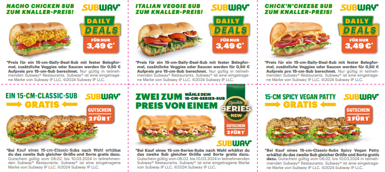 Subway Platte Preis