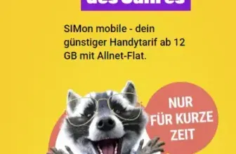 SIMon mobile 🦝 SIM-Only Übersicht: 12 GB ab 0,99 €, 17 GB ab 3,99 € und 27 GB ab 8,99 € / Monat (ohne Rufnummernmitnahme jeweils 3 € mehr, monatlich kündbar)