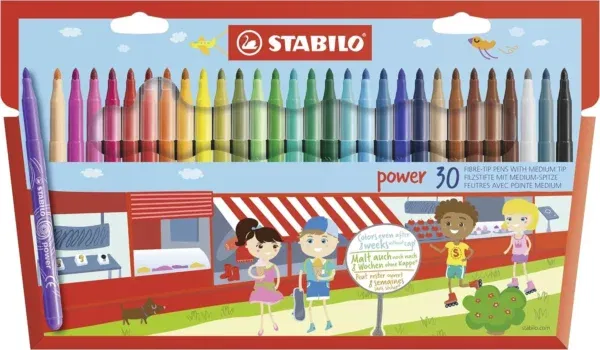 30er Pack STABILO power Filzstift-Set mit 30 verschiedenen Farben