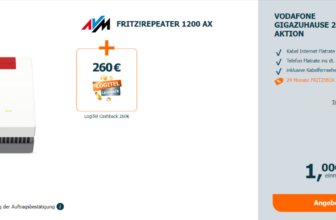 AVM FRITZ!Repeater 1200 AX + 260 € Cashback + Vodafone GigaZuhause 250 Kabel