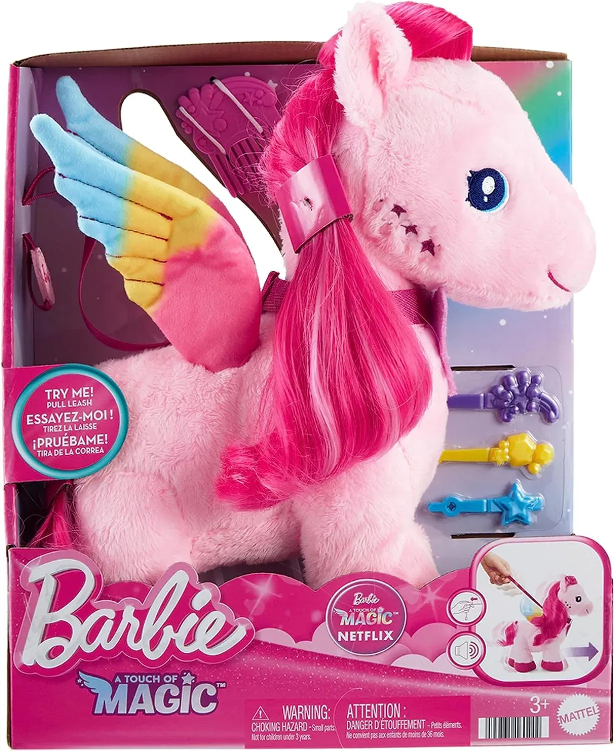 BARBIE Touch of Magic – Gehender und flatternder Plüschpegasus mit Leine (HPJ50) für 28,09 € inkl. Prime-Versand (statt 40,00 €)