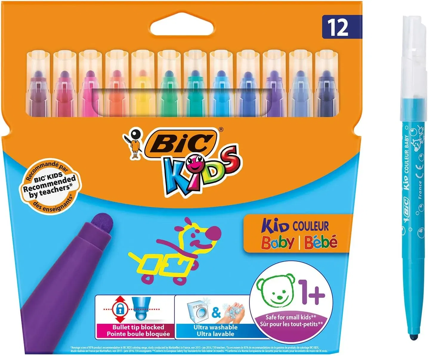 Bic Kids Filzstifte Set Kid Couleur Baby - Fasermaler Zum Malen In 12 Auswaschbaren Farbe