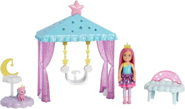 Barbie Dreamtopia - Chelsea Puppe mit rosa Haaren & gelbe Einhornkrone