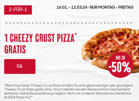 Cheezy Crust Pizza gratis