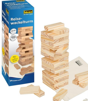 Idena-40088-Reisespiel-Wackelturm-aus-Holz-Geschicklichkeitsspiel-mit-54-Bausteinen-und-Aufbewahrungstasche-ca-4-8-x-4-8-x-14-4-cm-großer-Stapelturm-Amazon-de-Spielzeug