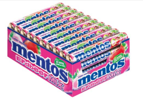 Mentos Dragees Erdbeere-Mix