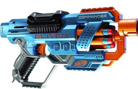 NERF-Elite-2-0-Commander-RD-6-Blaster-12-Nerf-Darts-6-Dart-Rotationstrommel-Tactical-Rail-Steckschienen-Befestigungspunkte-Acrylic-Mehrfarbig-6-7-x-36-2-x-24-1-cm-Amazon-de-Spielzeug