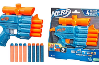 NERF-Elite-2-0-Prospect-QS-4-Blaster-8-NERF-Elite-Darts-4-Dart-Blaster-fest-angebrachtes-Zielfernrohr-Mehrfarbig-Amazon-de-Spielzeug