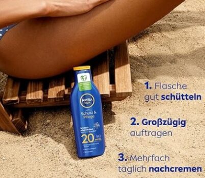 NIVEA-SUN-Schutz-Pflege-Sonnenmilch-LSF-20-250-ml-Sonnencreme-für-48h-Feuchtigkeit-sofortiger-Sonnenschutz-mit-hochwirksamem-UVA-UVB-Filtersystem-Amazon-de-Kosmetik