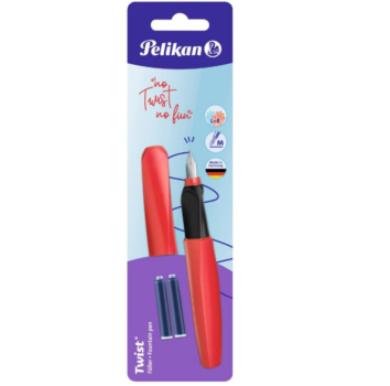 Pelikan 814805 Füller Twist Feder M in Fiery Red (für Rechts- und Linkshänder)