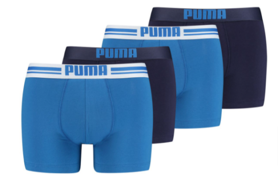 Puma-Herren-Boxershort-PLACED-LOGO-BOXER-4er-Pack-S-M-L-XL-Blau-95-Baumwolle