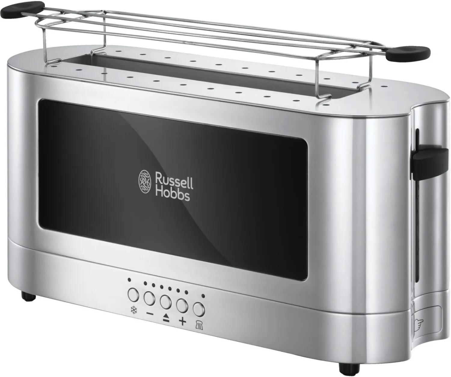 Russell Hobbs Toaster - Elegance Glas Edelstahl (Extra Breiter Toastschlitz, Inkl Brötchenaufsatz,6 Bräunungsstufen + Auftau-&Amp;Aufwärmfunktion)