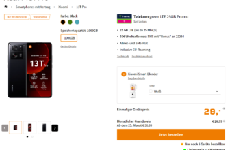 Xiaomi 13T Pro + Xiaomi BHR5960EU Smart Blender + freent Telekom green LTE 25GB