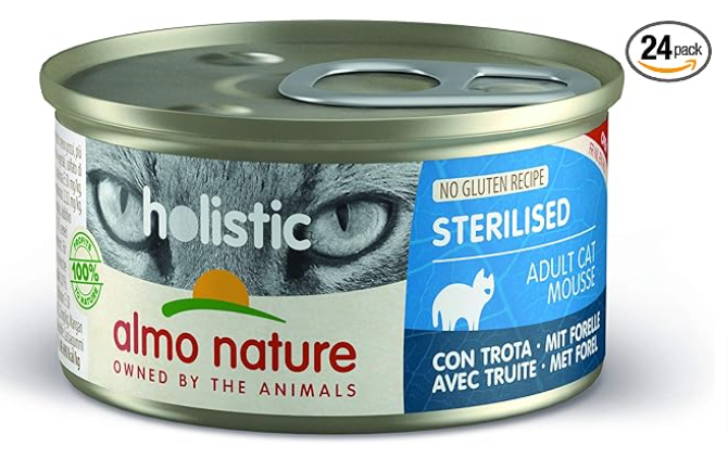 Almo-Nature-Holistic-Sterilised-Mit-Forelle-Alleinfutter-Für-Erwachsene-Katzen-Nassfutter