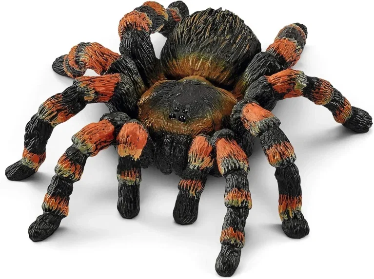 Eine detailgetreu modellierte Vogelspinne mit orange-schwarzen Beinen und dunklem Körper