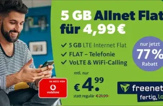 freenet: 5 GB Vodafone Allnet Flat für 4,99 €