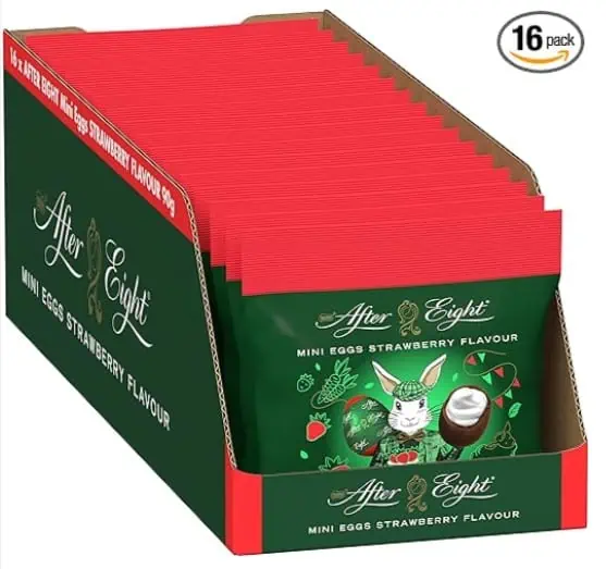 After Eight NESTLÉ AFTER EIGHT Mini Eggs Strawberry Flavour 16er Pack (16x90g) für 8,99 € inkl. Prime-Versand statt 25,23 €
