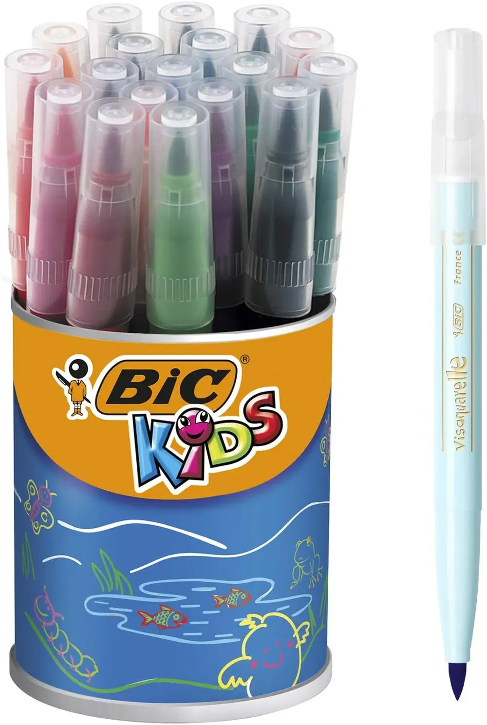 Bic Kids Fasermaler Visaquarelle – Pinsel-Fasermaler Mit Flexibler Pinselspitze Für Kinder Ab 5 Jahren – 1 X 18 Stifte In Leuchtenden Farben