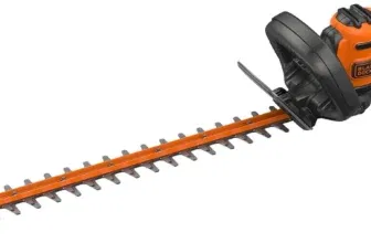 Black+Decker Elektro-Heckenschere (600W, 60 cm Schwertlänge, 25 mm Schnittstärke, Bügel-Zweithandgriff und transparentem Handschutz, für große Hecken)