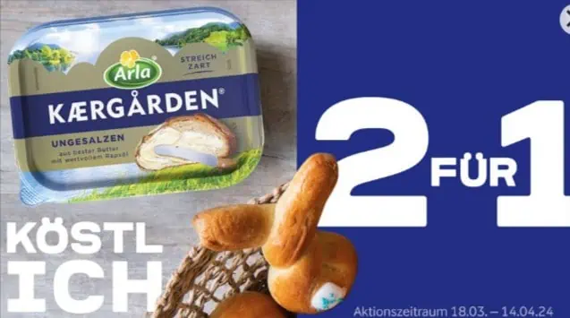 Arla Kærgården® 2 für 1 Aktion [ Effektiv für 1,59€ für 2 Packungen bei Rewe und Penny]